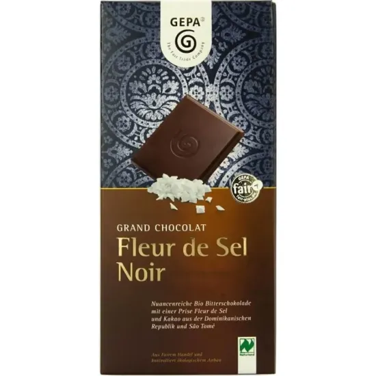 Ciocolata bio neagra Fleur de Sel Noir, 100g Gepa