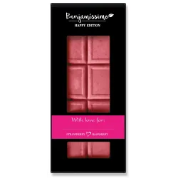 Ciocolata cu capsuni si zmeura bio, 60g, Benjamissimo