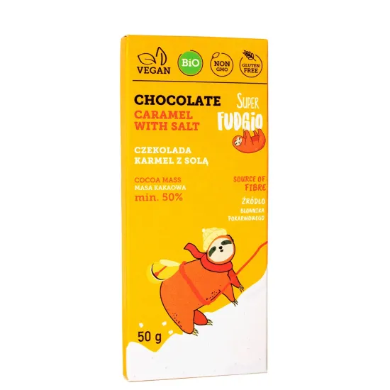 Ciocolata cu caramel sarat, bio, 50g, Super Fudgio