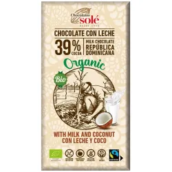 Ciocolata cu lapte si cocos bio si fairtrade, 100g Chocolates Sole