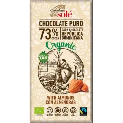 Ciocolata neagra bio 73% cacao, cu migdale, 150g Chocolates Sole