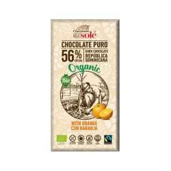 Ciocolata neagra bio cu portocale, 56% cacao, 100g Chocolates Sole