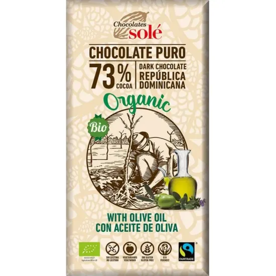 Ciocolata neagra bio cu ulei extravirgin de masline, 100g Chocolates Sole