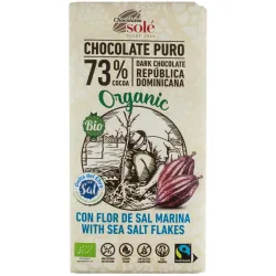 Ciocolata neagra bio si fairtrade 73% cacao cu Fleur de sel, 100g Chocolates Sole