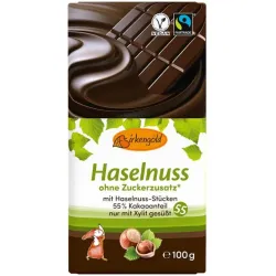 Ciocolata neagra cu alune fara adaos de zahar 55% cacao, 100g Birkengold Ciocolata neagra cu alune fara adaos de zahar 55% cacao, 100g Birkengold