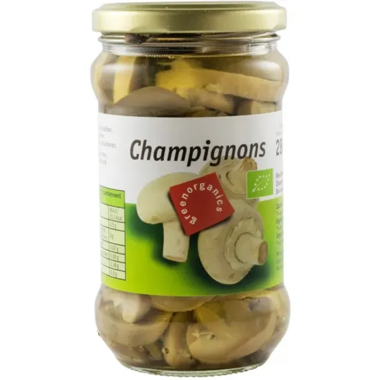 Ciuperci champignon bio, 280g / 170g Green Organics