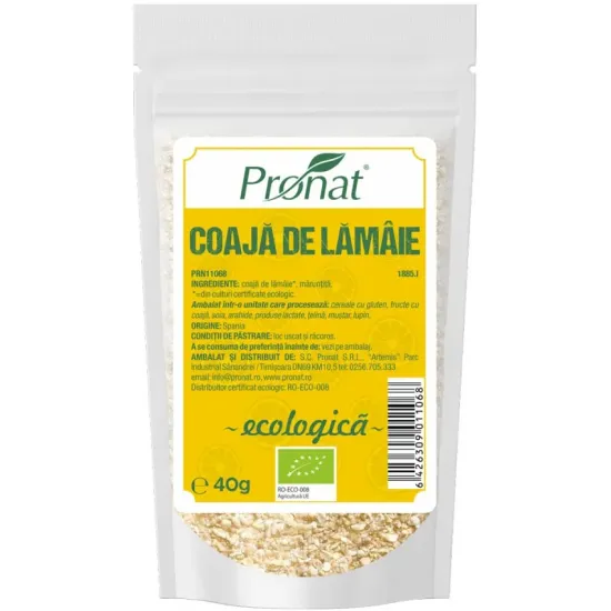 Coaja de lamaie bio, maruntita, 40g Pronat