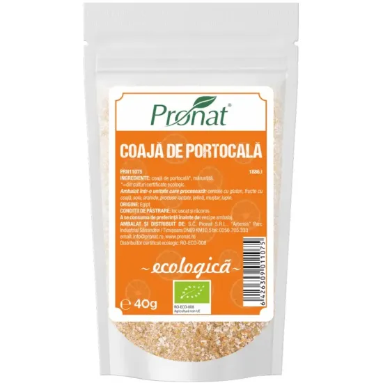 Coaja de portocala bio, maruntita, 40g Pronat