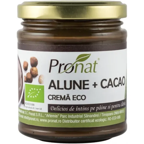 Crema bio de alune cu cacao, vegana 220g Pronat