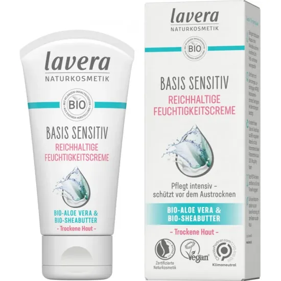 Crema hidratanta bio Basis Sensitiv cu aloe vera si unt de shea, 50ml Lavera