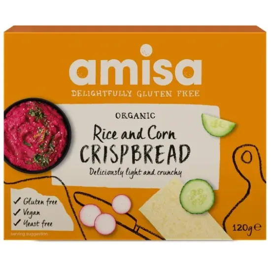 Crispbread (painici) din orez si porumb fara gluten bio 120g Amisa