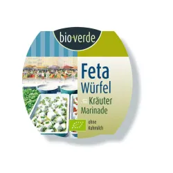 Cuburi de feta bio in marinata de plante, 125g Bioverde Cuburi de feta bio in marinata de plante, 125g Bioverde