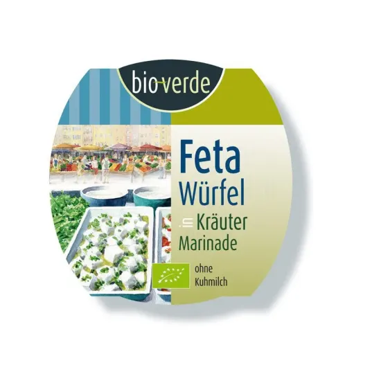 Cuburi de feta bio in marinata de plante, 125g Bioverde