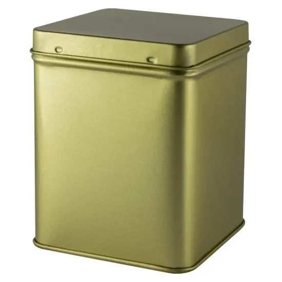 Cutie din metal cu capac, patrata, 100g, pentru ceai Gold Star