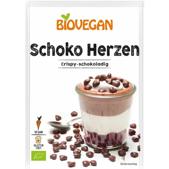 Decoratiuni bio pentru dulciuri inimioare de ciocolata, 35g Biovegan