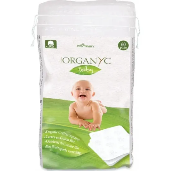 Dischete patrate Baby din bumbac organic 60 buc Organyc