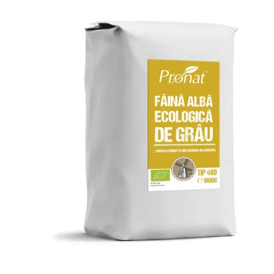 Faina alba de grau bio tip 480, 1kg Pronat