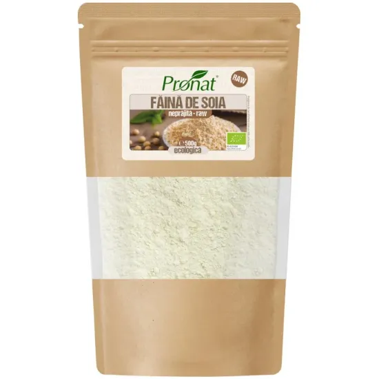 Faina bio de soia neprajita, raw, 500g Pronat