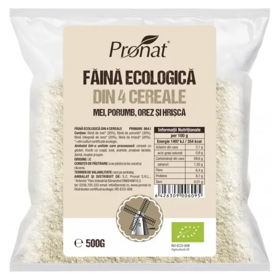 Faina bio din patru cereale natural fara gluten, 500g Pronat