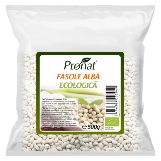 Fasole alba bio, 500g Pronat