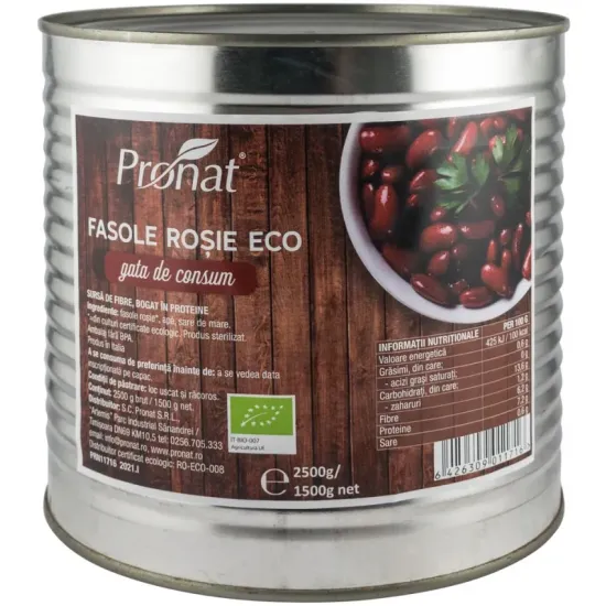 Fasole rosie bio gata de consum 2.5kg Pronat