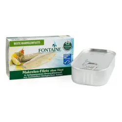 File de macrou in ulei bio de floarea soarelui presat la rece, 120g Fontaine