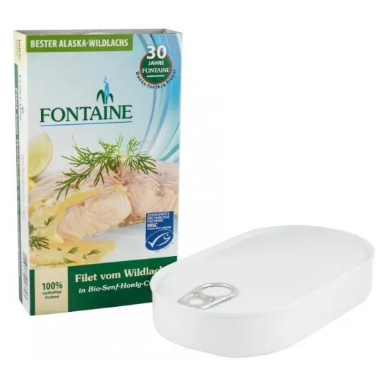 File de somon salbatic in sos bio cu miere si mustar, 200g Fontaine