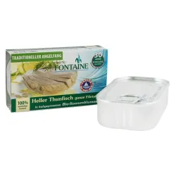 File de ton, bucati intregi in ulei de floarea soarelui bio, 120g Fontaine