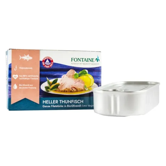 File de ton, bucati intregi in ulei de masline extravirgin bio, 120g Fontaine