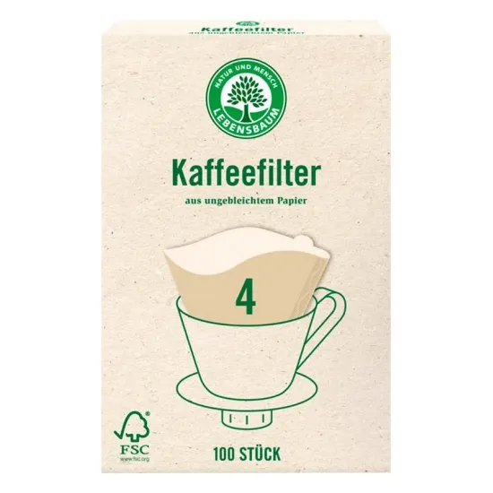 Filtre pentru cafea, gr 4, 100 bucati Lebensbaum