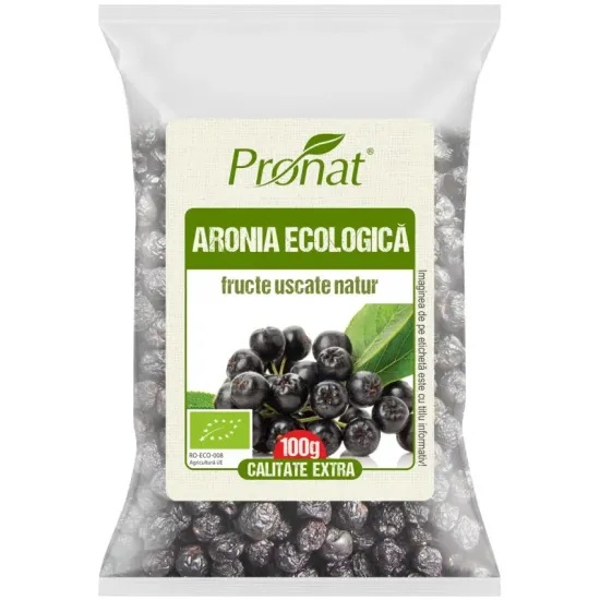 Fructe bio de aronia uscate, 100g Pronat