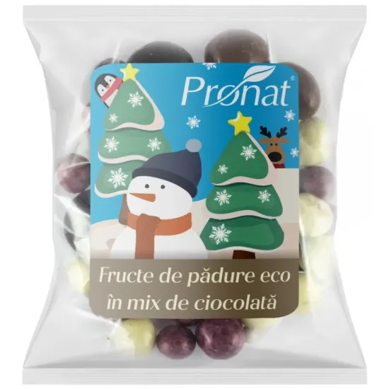 Fructe de padure bio in mix de ciocolata, 50g Pronat