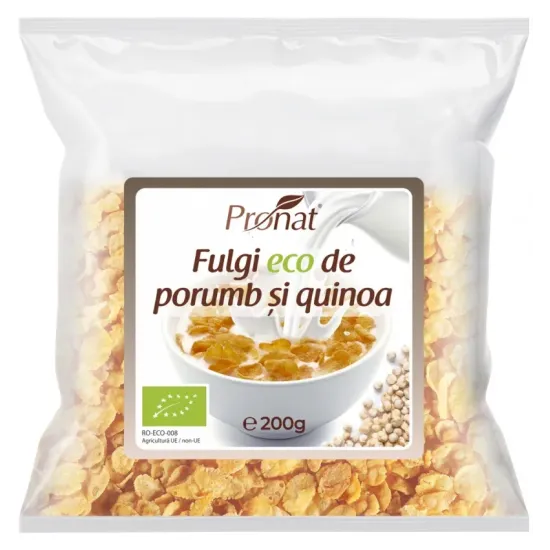 Fulgi bio de porumb si quinoa, 200g Pronat