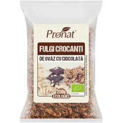 Fulgi crocanti bio de ovaz cu ciocolata 250g Pronat Fulgi crocanti bio de ovaz cu ciocolata 250g Pronat