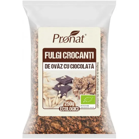 Fulgi crocanti bio de ovaz cu ciocolata 250g Pronat