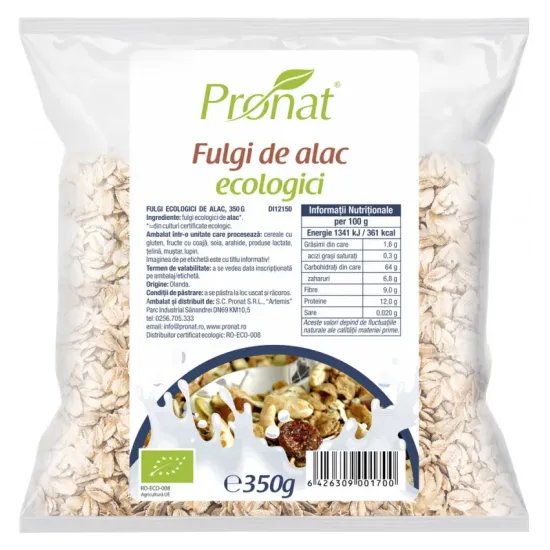 Fulgi de alac bio, 350g Pronat