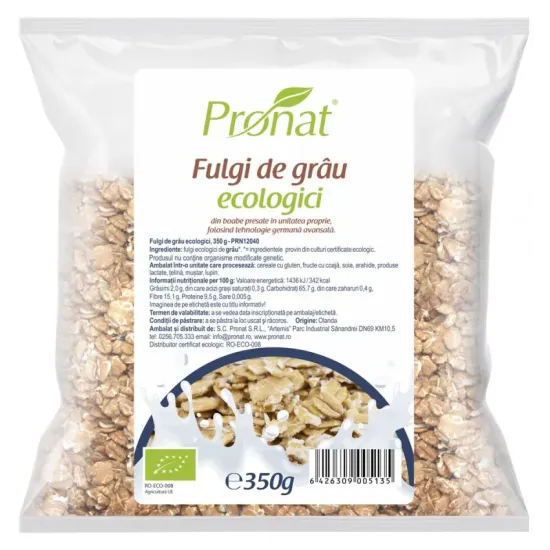 Fulgi de grau bio 350g Pronat