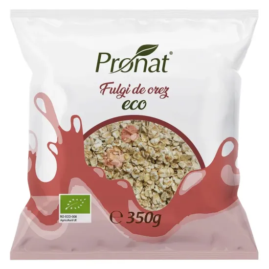 Fulgi de orez bio, 350g Pronat