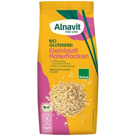 Fulgi de ovaz fini, fara gluten, bio, 450g Alnavit