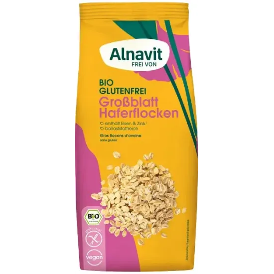 Fulgi de ovaz mari, fara gluten, bio, 450g Alnavit