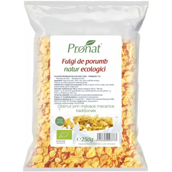 Fulgi de porumb natur, bio, 250g Pronat