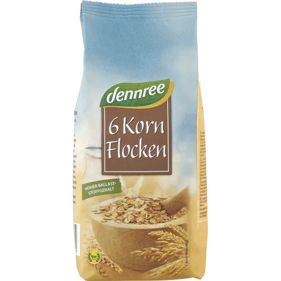 Fulgi din 6 cereale bio 500g Dennree