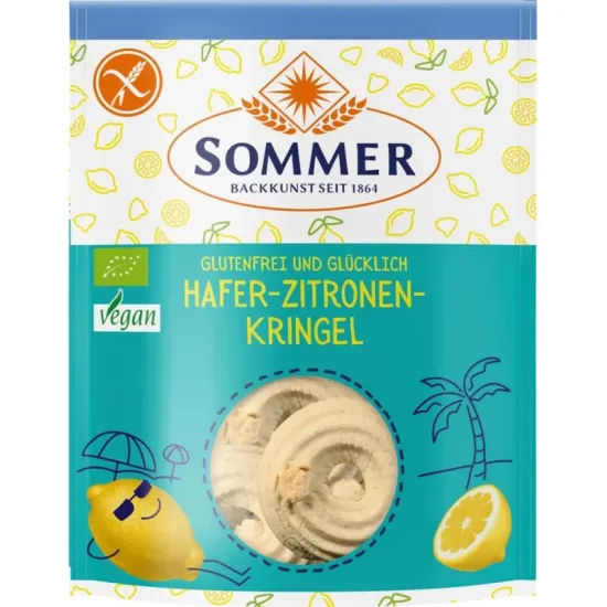 Fursecuri bio din ovaz, fara gluten, cu lamaie, 100g Sommer