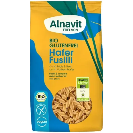 Fusilli cu ovaz fara gluten, bio, 250g Alnavit