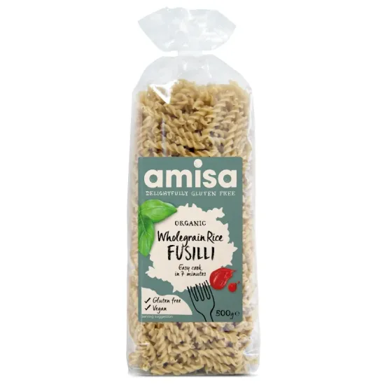 Fusilli din orez integral fara gluten eco 500g Amisa