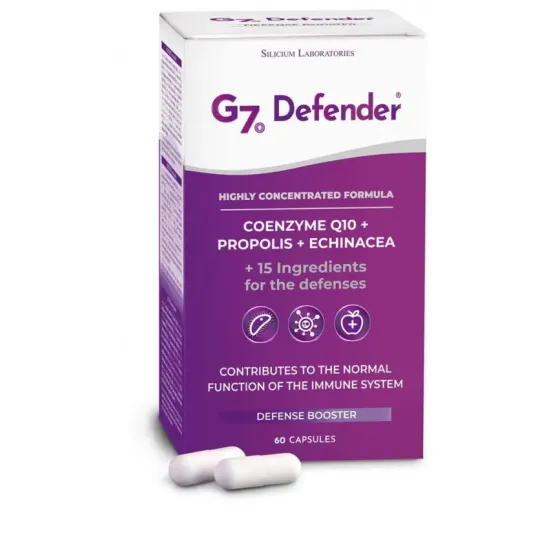 G7 Defender Supliment pe baza de plante, coenzima Q10, propolis, echinacea, 60 capsule, 59.58g Silicium Laboratories