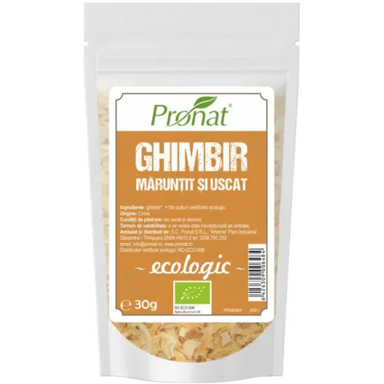 Ghimbir bio maruntit si uscat, 30g Pronat