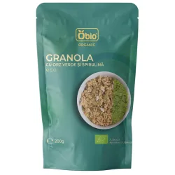 Granola cu orz verde si spirulina bio 200g Obio Granola cu orz verde si spirulina bio 200g Obio