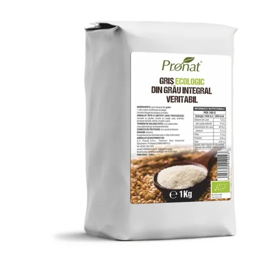 Gris bio din grau integral veritabil 1kg Pronat