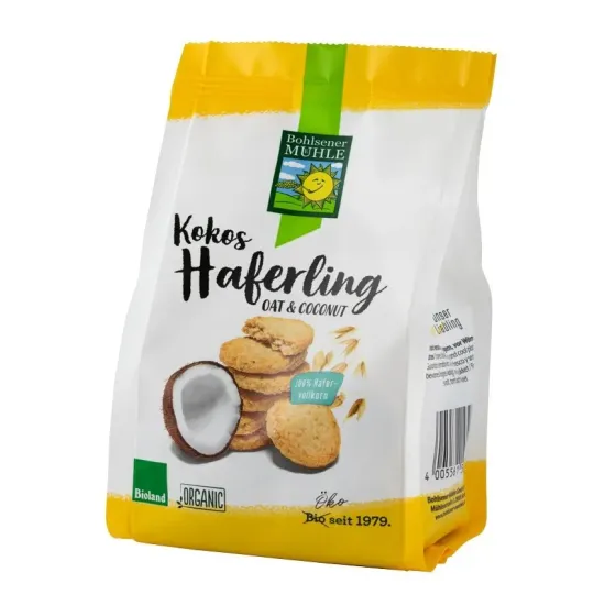 Haferling biscuiti bio crocanti din ovaz cu fulgi de cocos, 125g Bohlsener Muhle